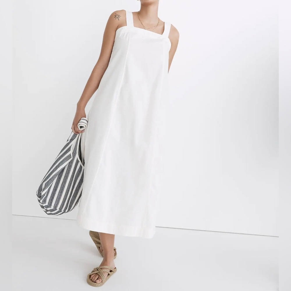 Madewell Linen-Cotton Princess-Seamed Midi Dress